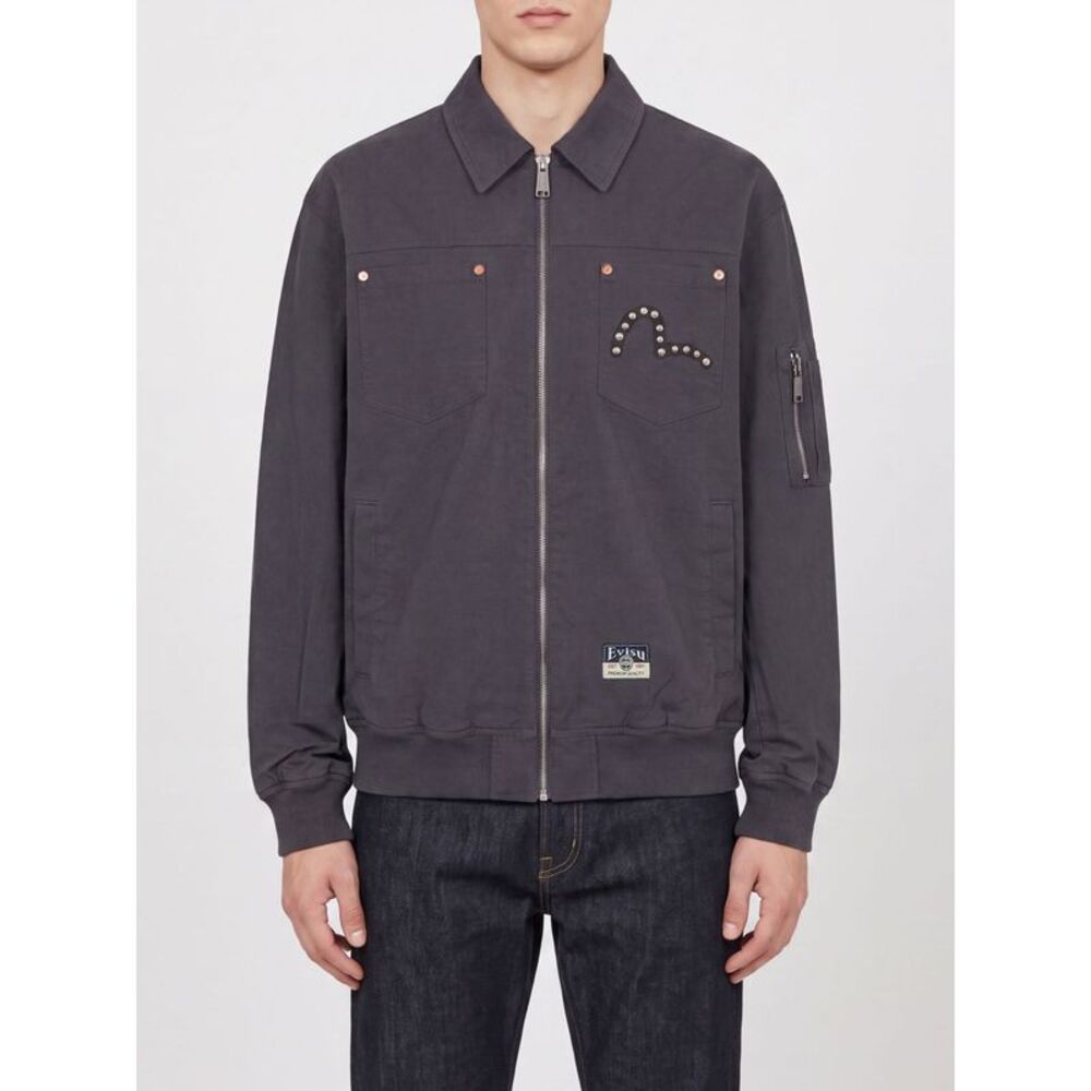 Evisu Men Graphic Print Bomber Jacket Evisu In Cotton And Nylon With Zip Closure